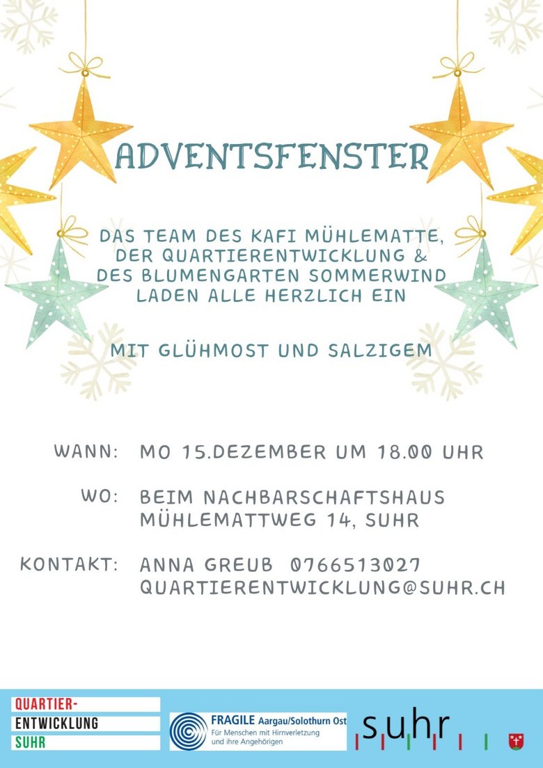 Einladung Adventsfenster Sommerwind vom 15.12.2025 um 18:00