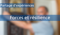 Bandeau "Forces et résilience" sur une image floutée